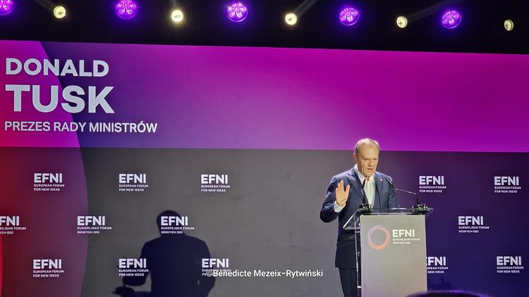 Photo de Donald Tusk lors du discours à EFNI en 2024