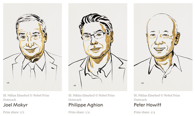 Philippe Aghion, Joel Mokyr, Peter Howitt prix Nobel d'économie 2025