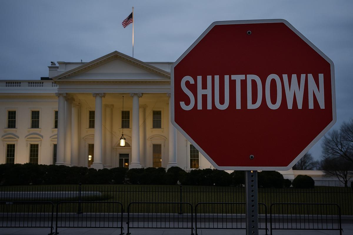 La Maison Blanche avec un signe "Shutdown"