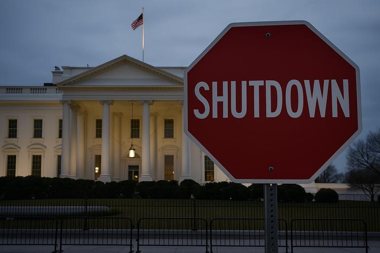 La Maison Blanche avec un signe "Shutdown"