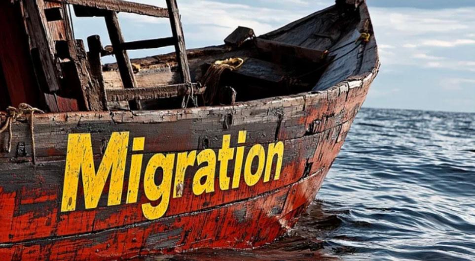 Bateau avec écrit Migration