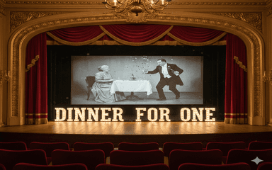 Photo d'une scène de théatre avec le titre Dinner for one