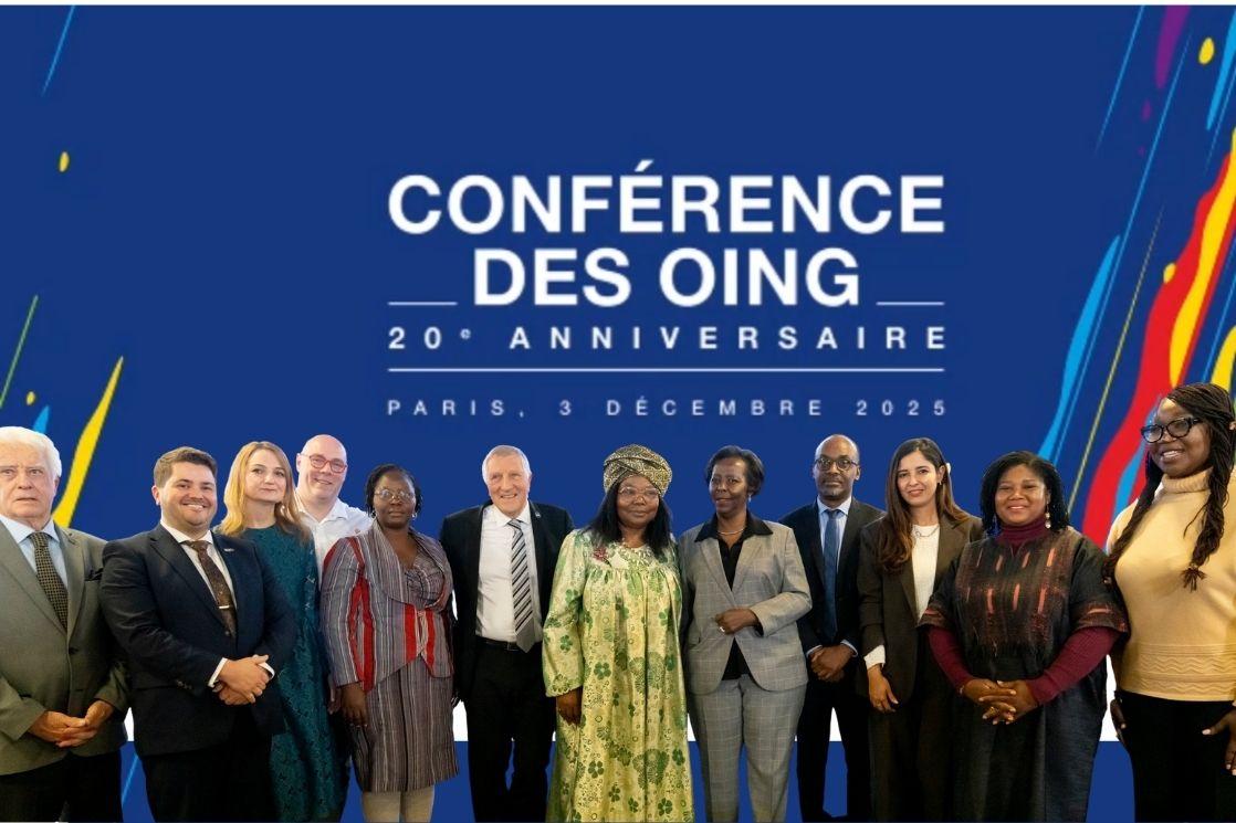 La SG de l'OIF, le VP et le président de la COING et des membres