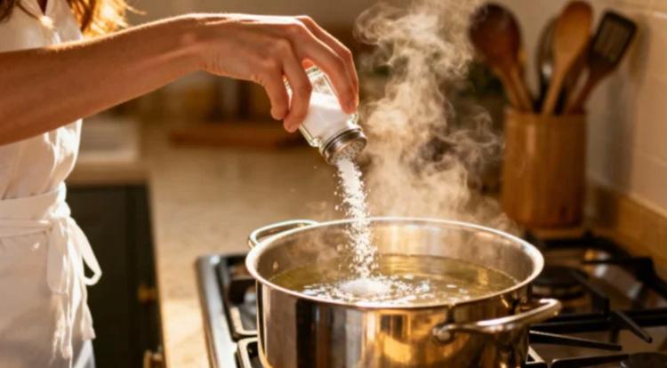 Une main sale de l’eau bouillante 