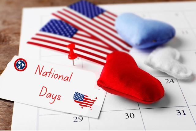 Un calendrier avec des drapeaux des États-Unis d'Amérique