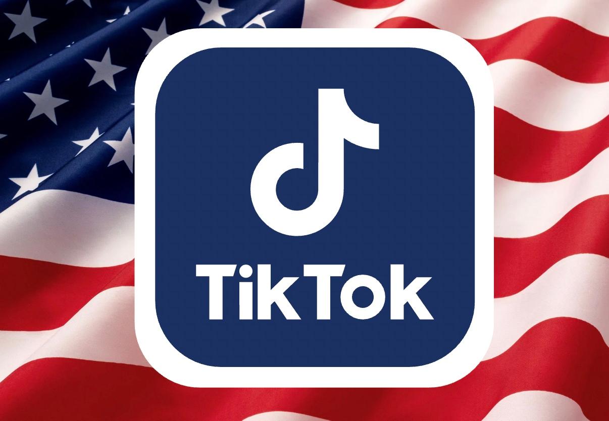 Le logo de Tik Tok sur le drapeau américain