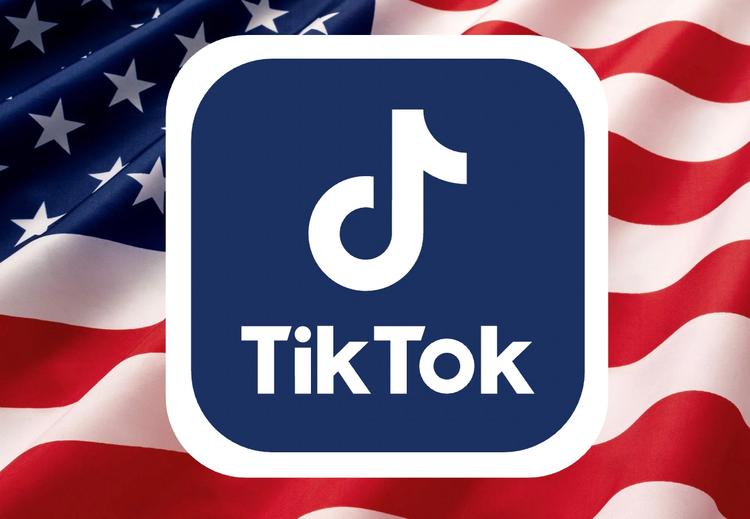 Le logo de Tik Tok sur le drapeau américain
