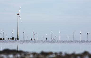 Plusieurs éoliennes en mer