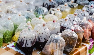 Nourriture sous plastique Thaïlande 