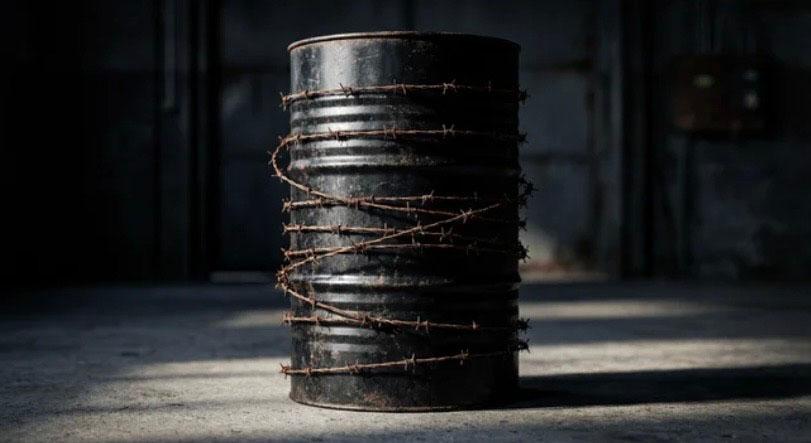 Baril de pétrole barbelés 