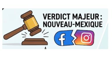 Les logos de Facebok et Instagram et un maillet