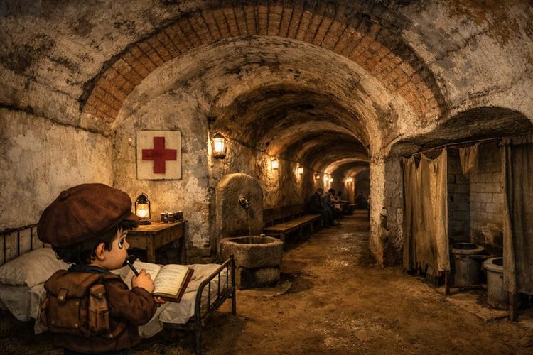 Illustration du Refuge 307 lors de la guerre à Barcelone