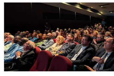 Une salle comble à la Cinémathèque québécoise pour la soirée d’ouverture du 42e Festival international de cinéma Vues d’Afrique, au cœur du Quartier Latin de Montréal.