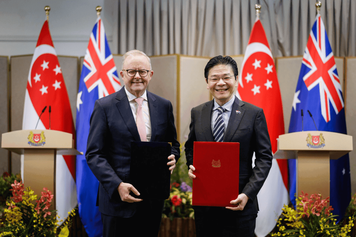 Lawrence Wong premier ministre singapour, et  Anthony Albanese premier mimnistre australie
