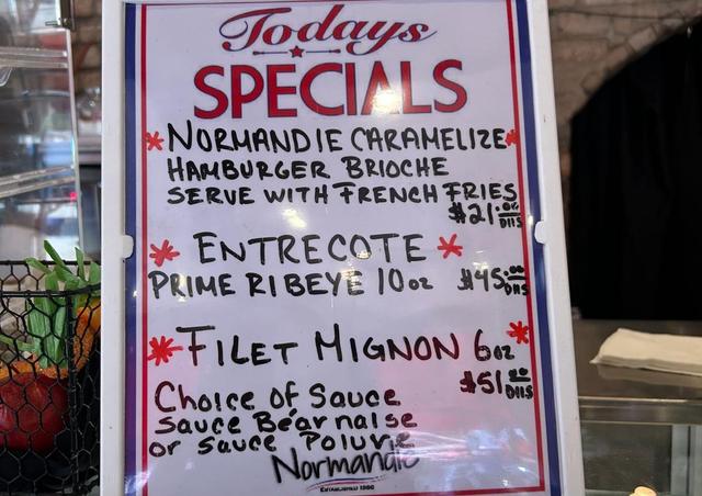 menu Normandie Bakery