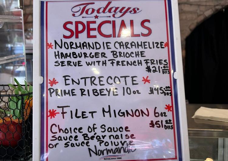 menu Normandie Bakery