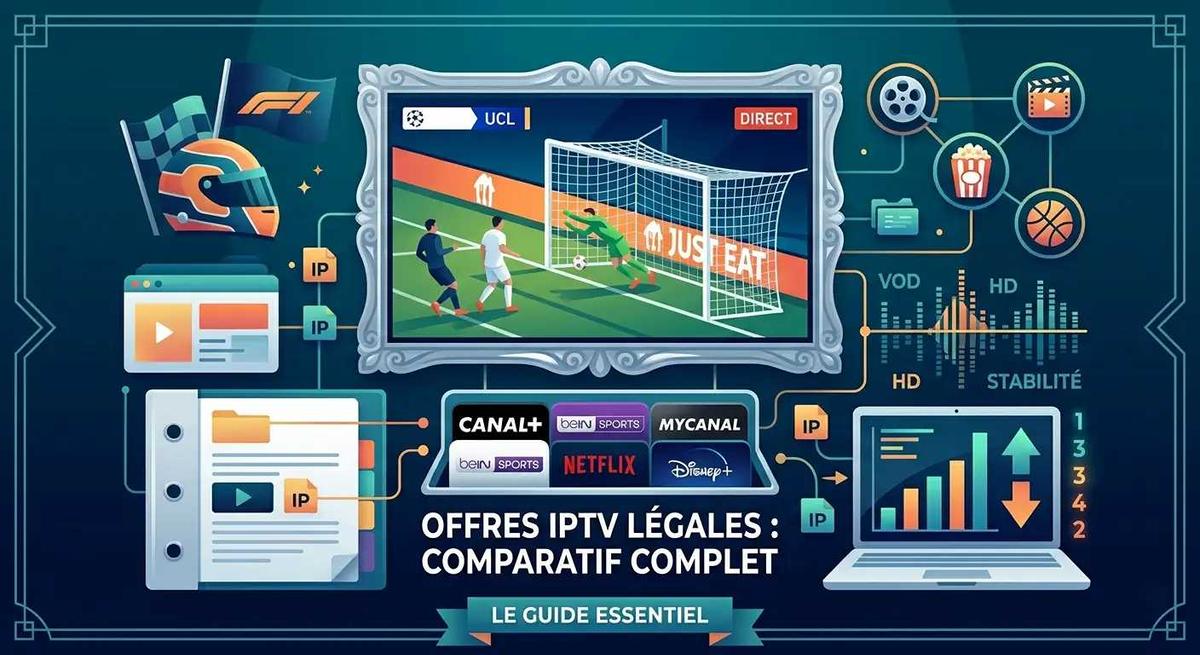 Comparatif IPTV France 2026 : visuel du classement des six meilleures offres légales du marché