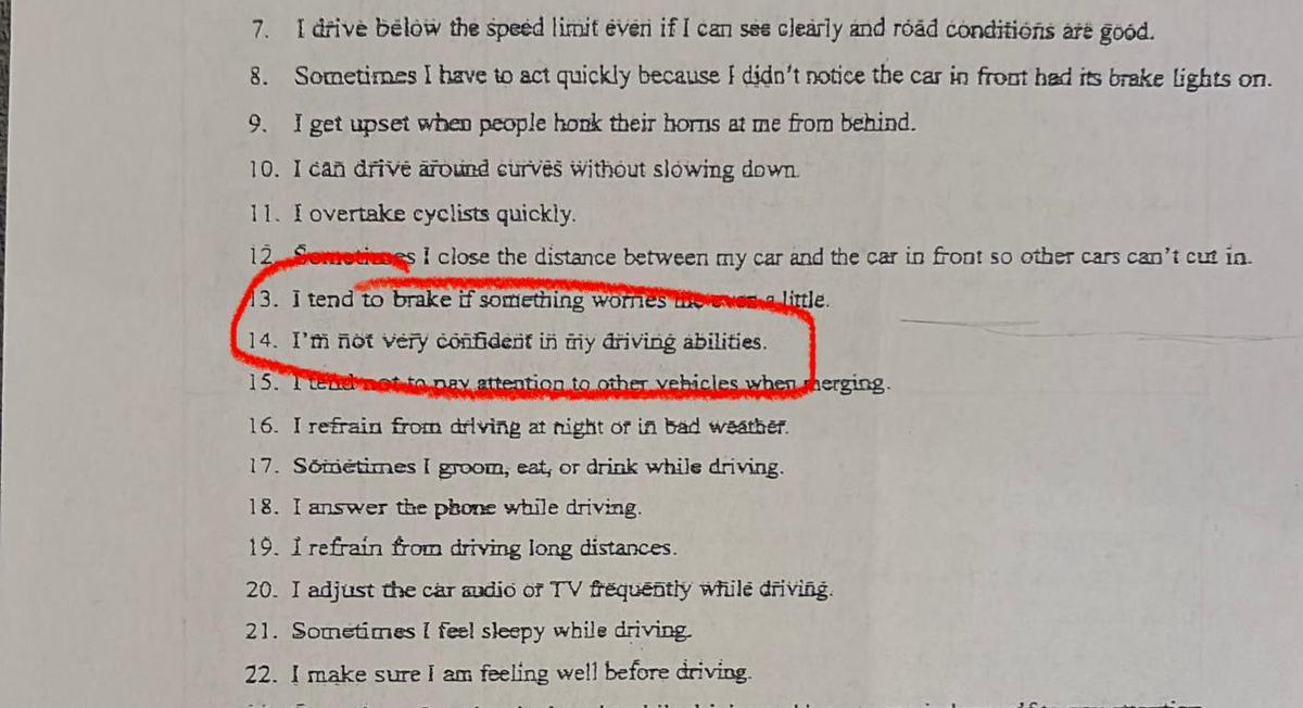 Question 14 du permis de conduire japon