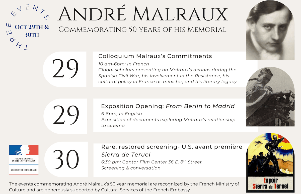 Commémoration des 50 ans de la mémoire d'André Malraux à NYU