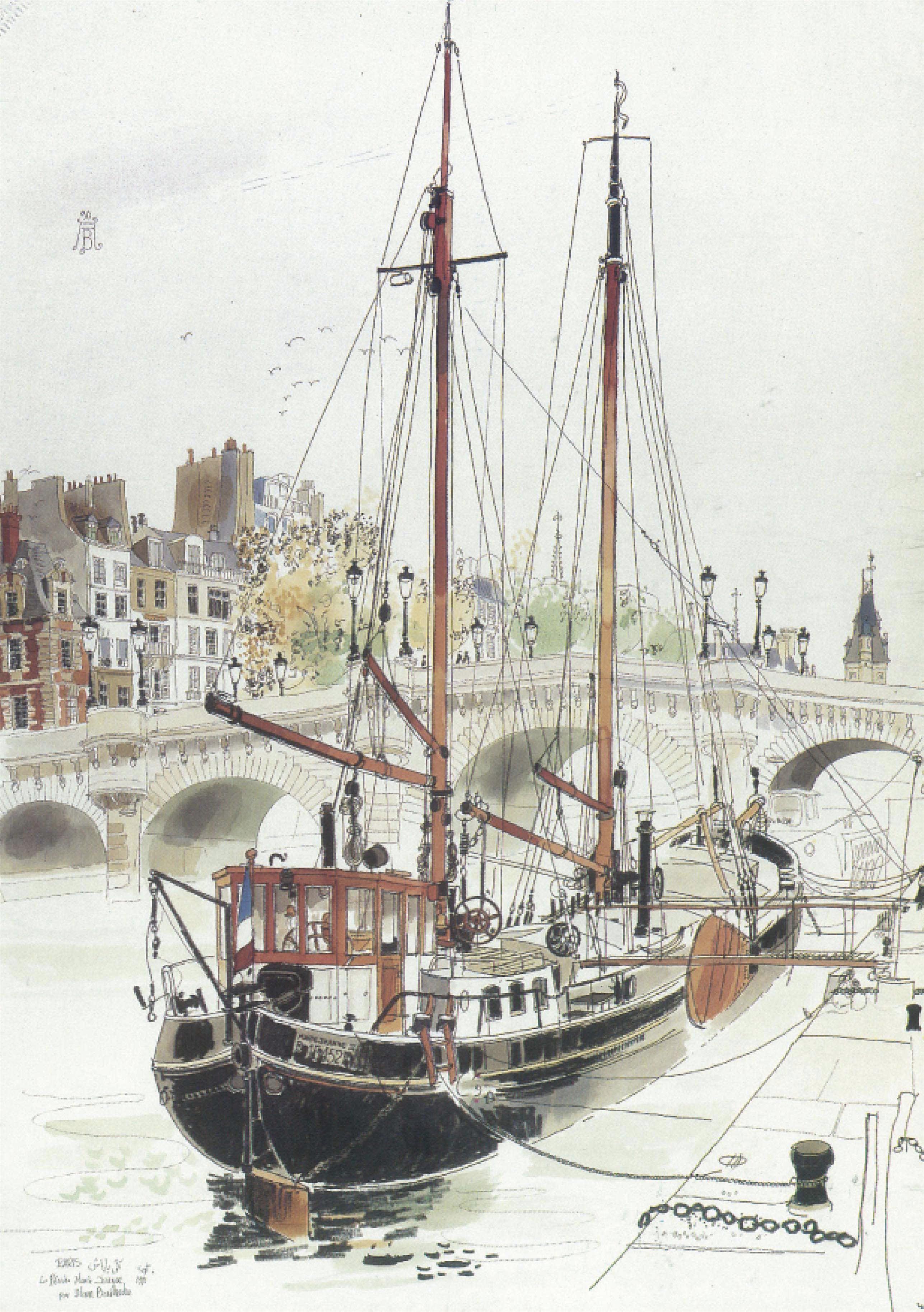 Bateau, à, vendre, Marie-Jeanne, affaire, vente, Paris, quai, Conti, Seine, River, Klipper, hollandais Coach, opportunité, rare, loft, achète, péniche, salon, capitale, 