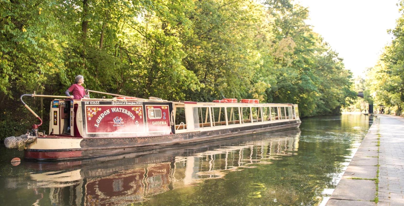 Camden, péniche, balade, sur, eau, Waterbus, London