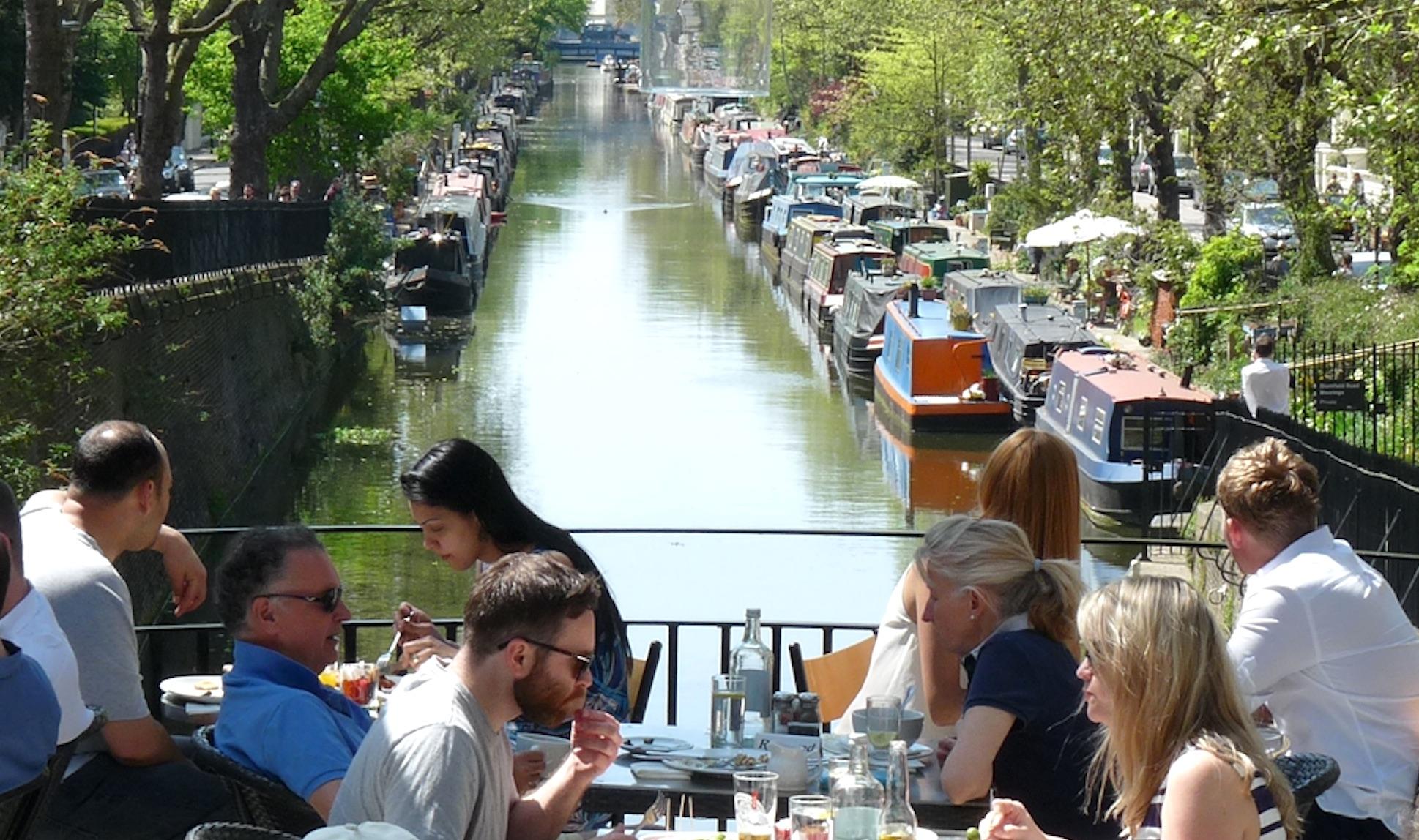 Camden, péniche, balade, sur, eau, Waterbus, London