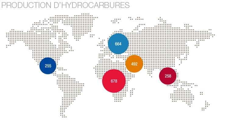 Total - carte production hydrocarbures