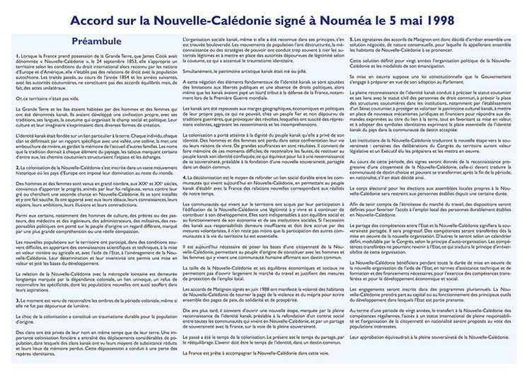 accords de Nouméa histoire Nouvelle-Calédonie 