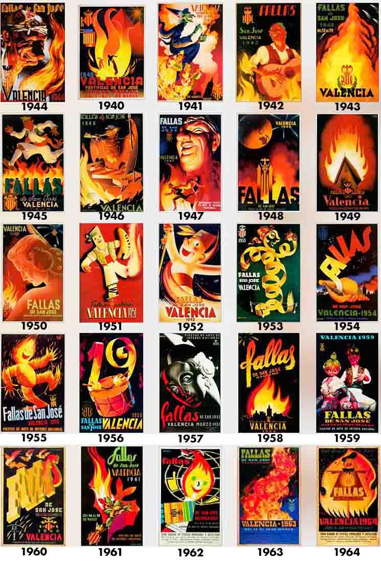Affiches Fallas Valencia 1940 à 1964