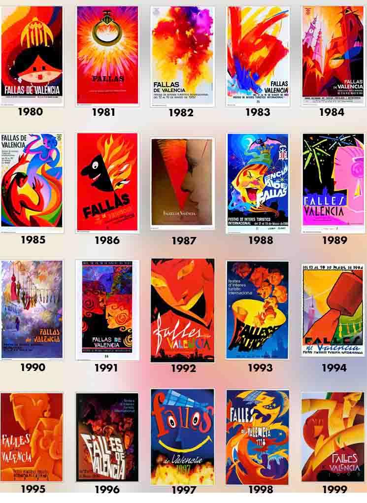 Affiches Fallas Valencia 1980 à 1999