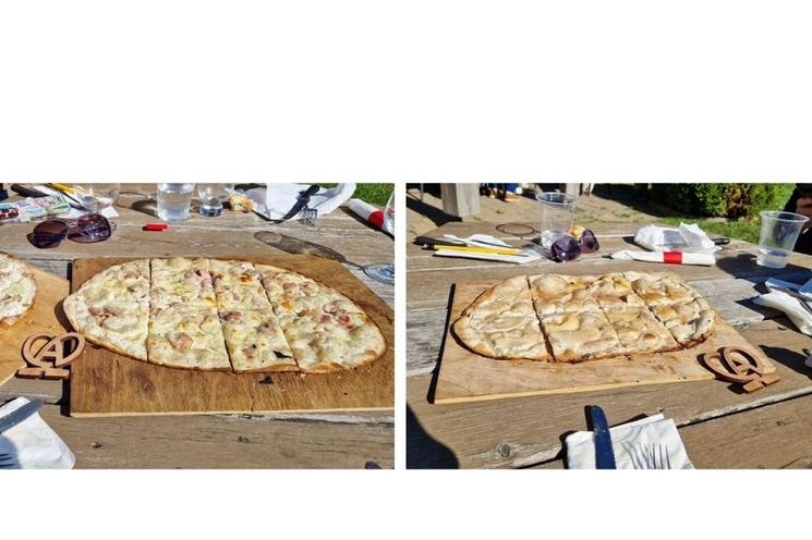 Tarte flambée salée et tarte flambée aux pommes. Photos Augustin Eychenne