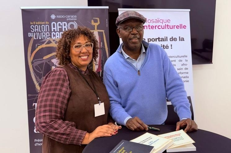 Louis-Phillippe Dalembert et la présentatrice de les Lectures de Marjorie