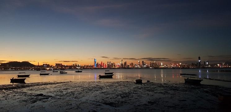 Lau Fau Shan Seafood Fishing Village skyline hong kong shenzhen