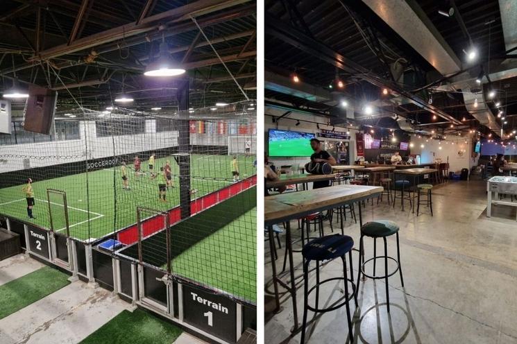 Terrains, et espace de détente au Socceroof Rue Fullum