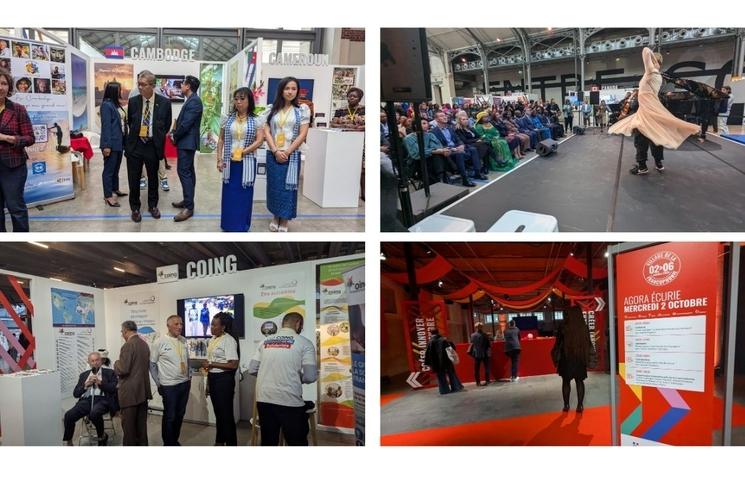 Diverses vues des activités tenues à l'intérieur du Village de la Francophonie lors du XIX Sommet à Paris en octobre 2024