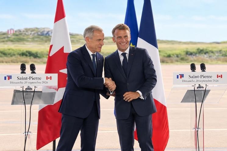 Mark Carney et Emmanuel Macron à Saint-Pierre-et-Miquelon, le 20 septembre 2026.