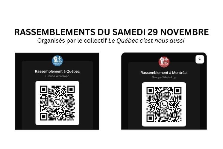 QR codes des groupes WhatsApp pour le rassemblement de samedi