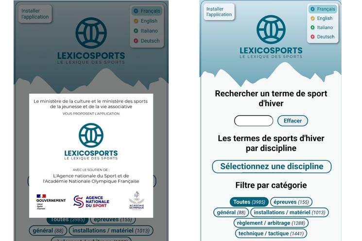 Interface smartphone de l'appli
