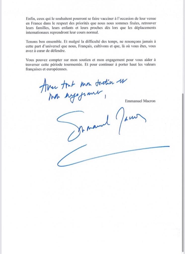 Lettre d'Emmanuel Macron aux Français de l'étranger