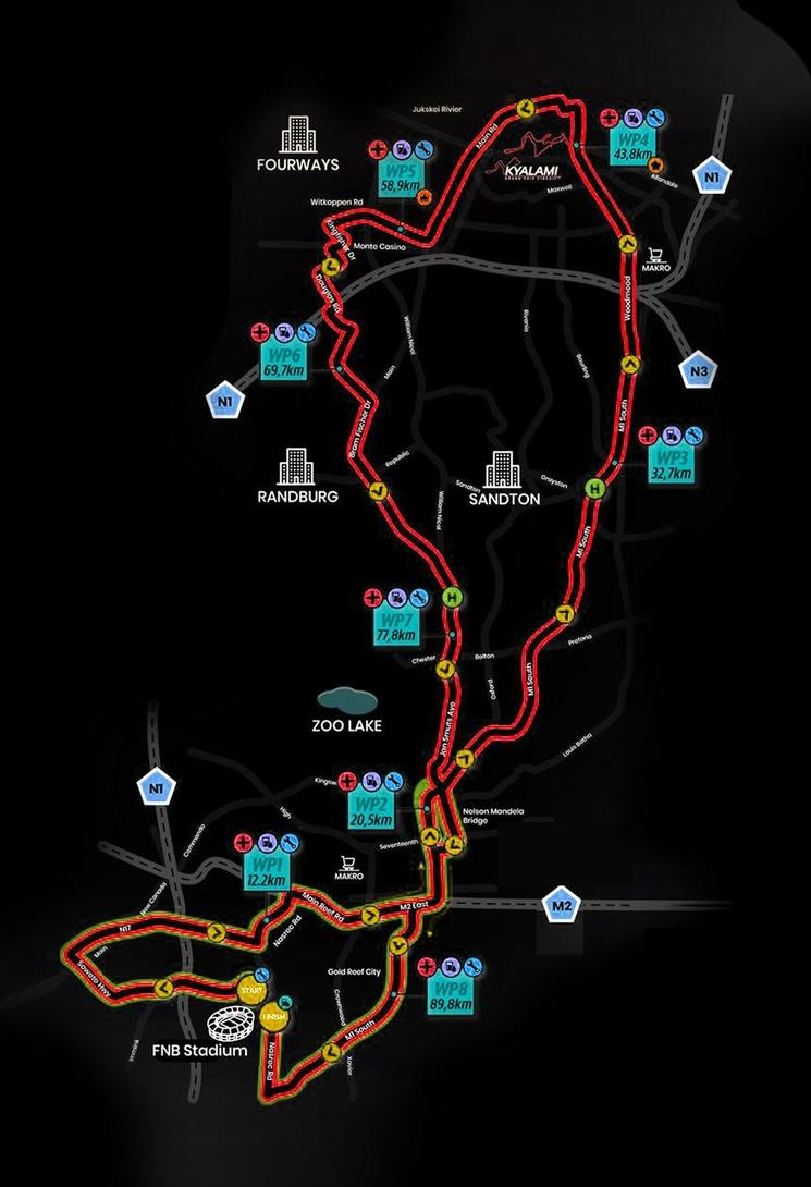Parcours Ride Joburg 97 Km