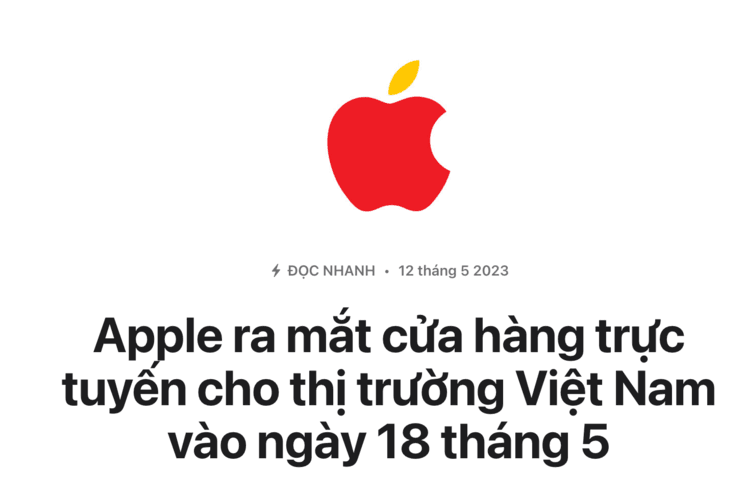 Annonce d'une boutique en ligne au Vietnam sur la page Newsroom d'Apple