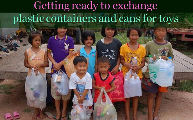 Photo d'un projet de recyclage du plastique chez des enfants defavorises de Thailande