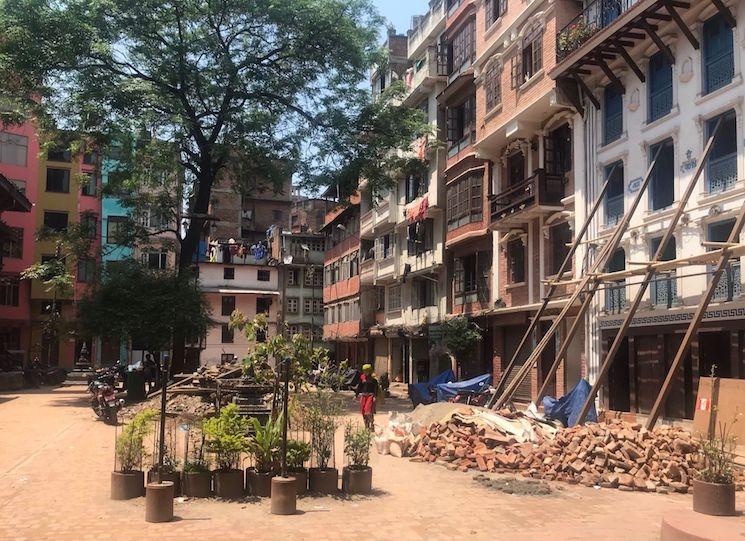 Travaux de reconstruction à Bhaktapur après le tremblement de terre au Népal