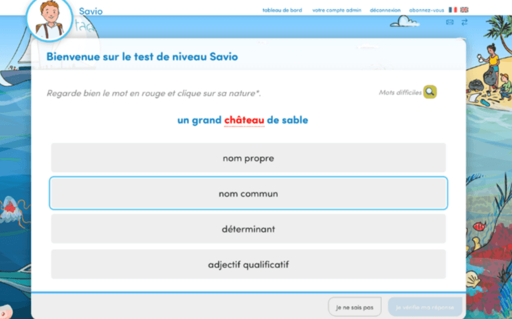 Bienvenue sur le test de niveau Savio