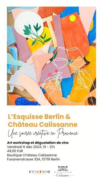 Affiche soirée dégustation Chateau Calissane et L'Esquisse