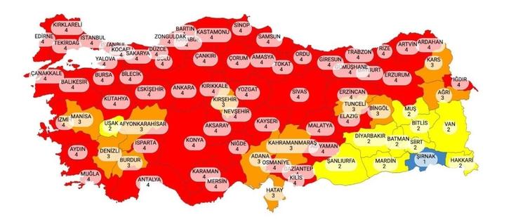 carte Turquie Covid 19 contamination