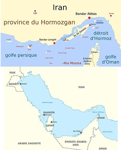 Carte du détroit d´Ormuz 