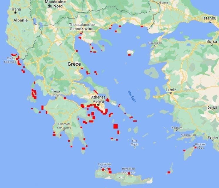 Carte de la Grece - Méduses