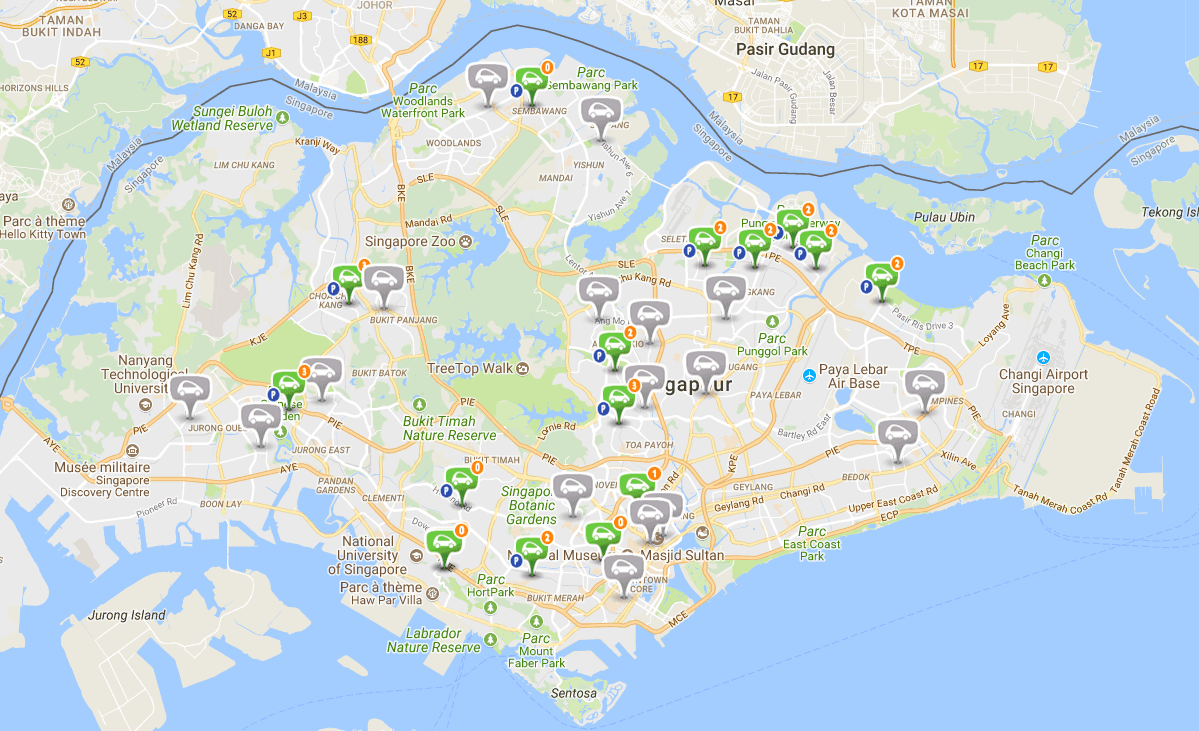 BlueSG map Singapore