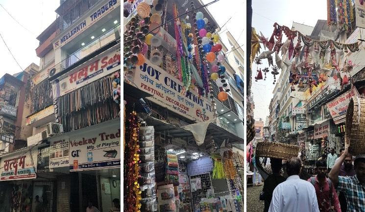 Les vendeurs autour de Mangaldas market à Mumbai